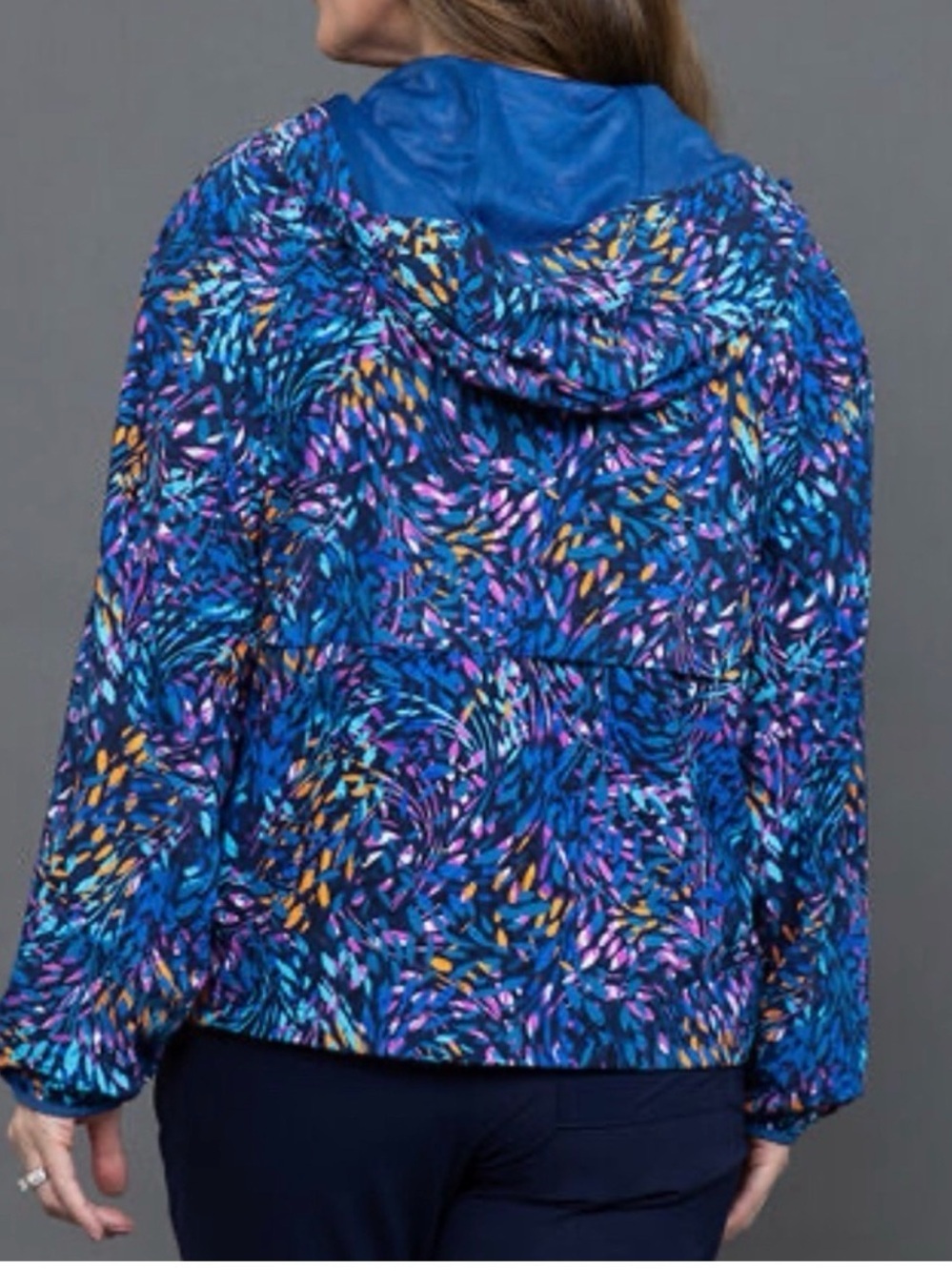 Tribal womens windbreaker jacket Large 4-Way Stretch Hooded Travel Packable